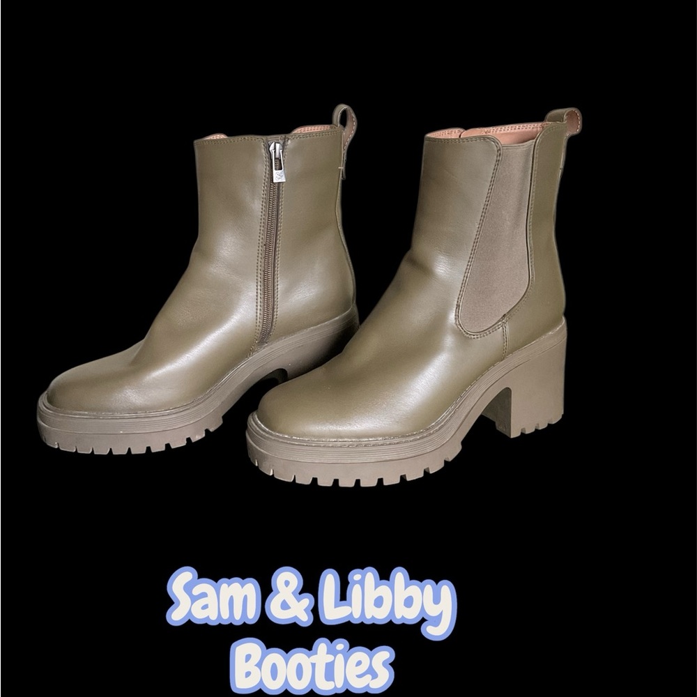 Sam & Libby Khaki Ankle Booties
